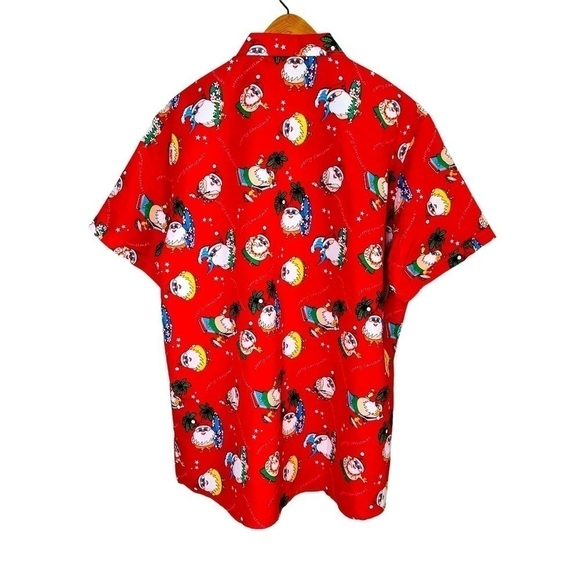 SSLR Men’s Collection Red Merry Christmas Santa Button Front Shirt Size XL - Picture 3 of 6